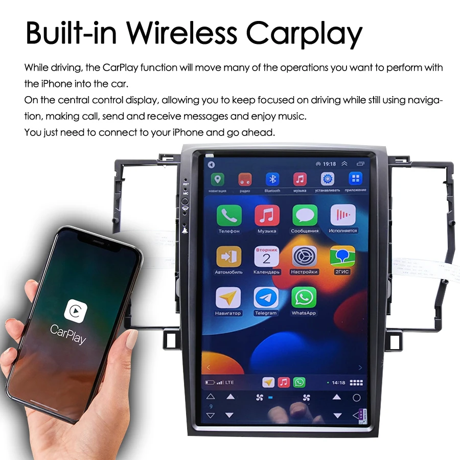 12.8" Tesla Screen Android for Toyota Crown Majesta S180 2003-2009 Head Unit Radio Navigation Car Multimedia Player GPS 4G WIFI