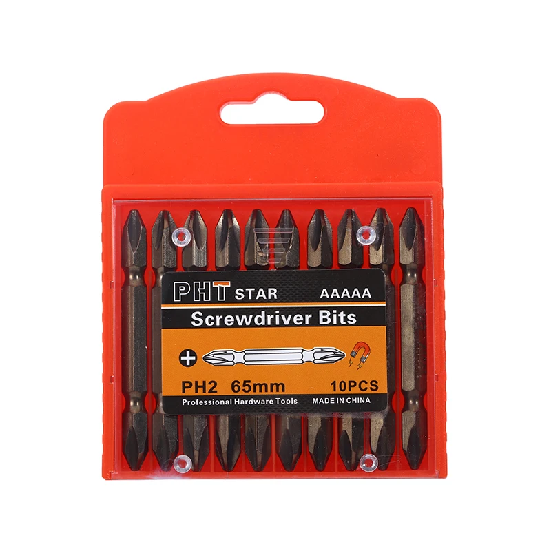 10 Stück PH2 Doppelend-Bits H6,3x65 Mm – Magnetische Schraubendreher-Bits Rot