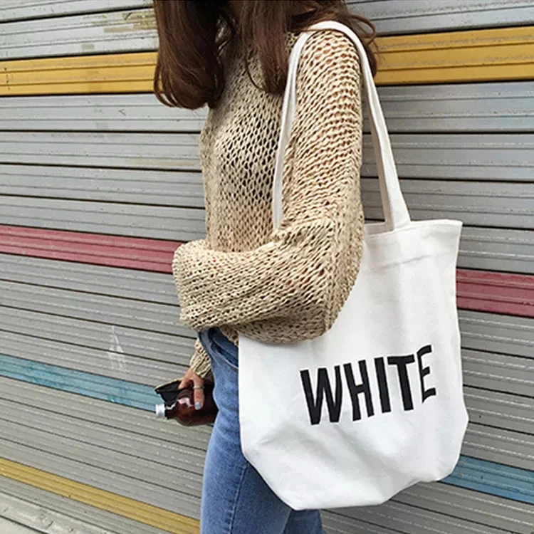 Women Tote Bag Capacity Bulk Tote Bags Customized Folding Large Cotton Shopping Canvas Cotton Cloth Shoulder Shopping Bags details
