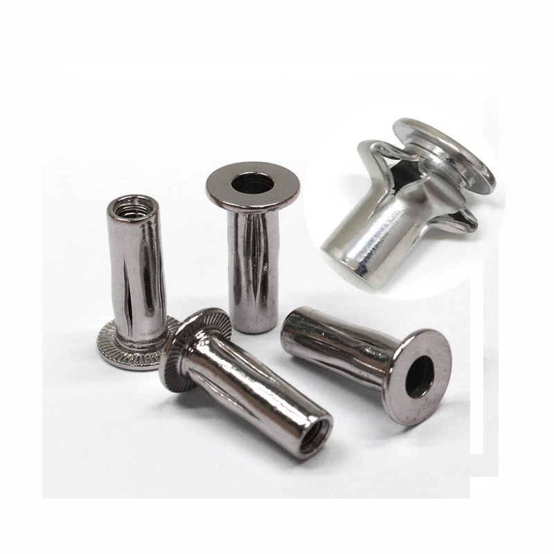 Professional Stainless Steel Flat Head Split Rivnut Lantern Tri-fold Blind Rivet Nut with Galvanized and Polished Finish