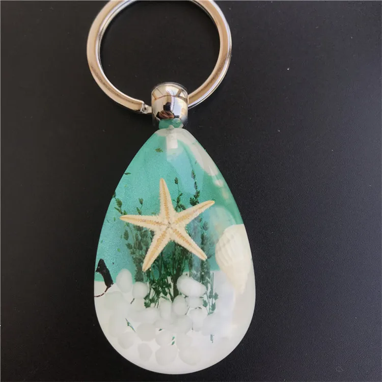 Fashion Luminous Shell Starfish Charm Keychain for Women Seaworld Crystal Glow in Dark Key Chains Men Trinket Jewelry Gift