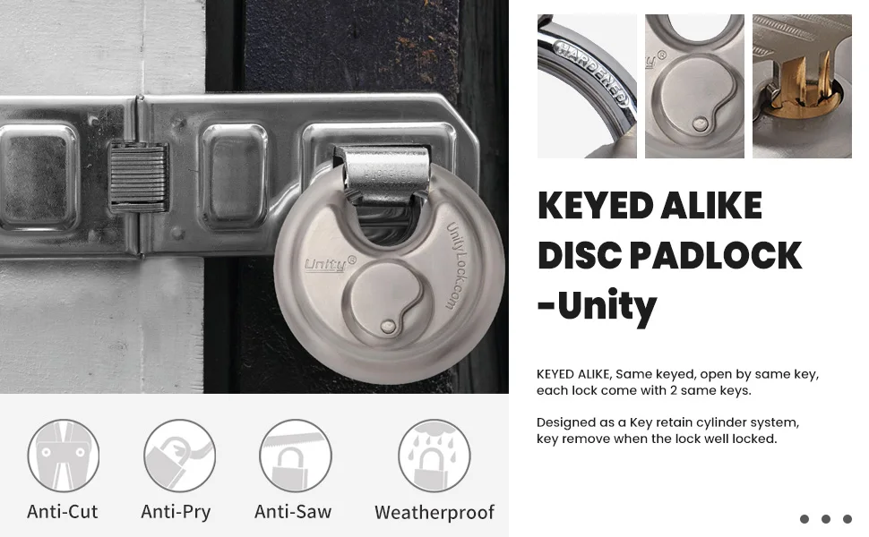 Clean Padlock Stainless Steel Keyed Disc Padlock Dust Cover Keep Cylinder Clean ...