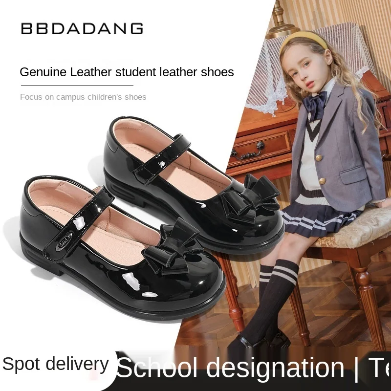 Черные кожаные туфли для девочек весна-осень 2021 британская Студенческая кожаная обувь детская обувь принцессы