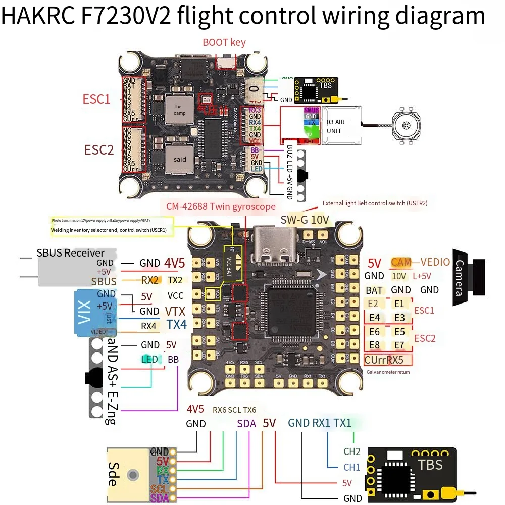 New Hakrc F722 V2 Flight Controller Bec Barometer Dual Gyroscope 2-6s ...