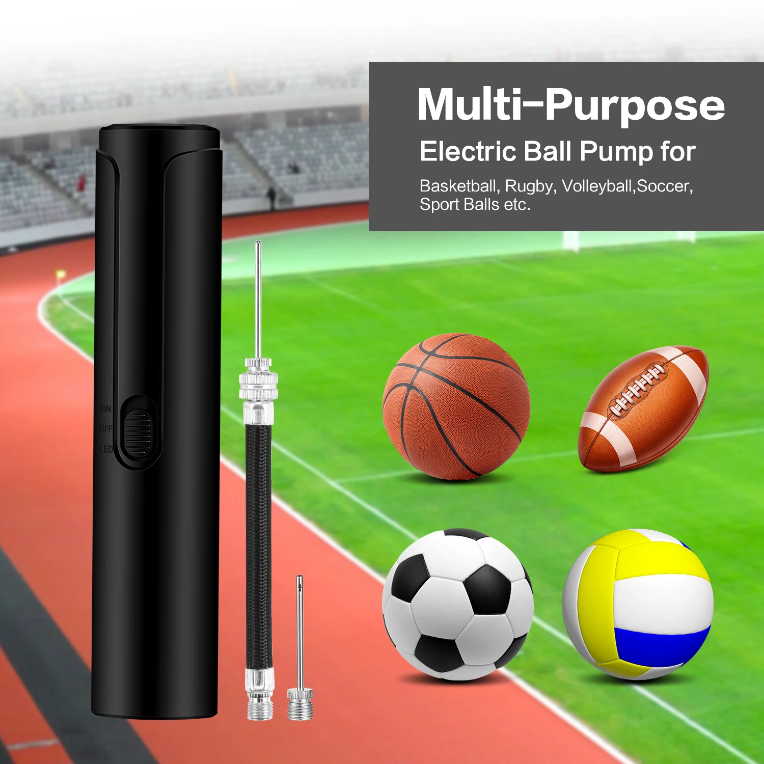 Basketball Football Volleyball Electric Air Pump Portable USB Charging Inflator 