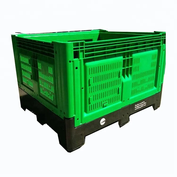 1200*1000*810mm large size food grade stackable Hygiene heavy duty foldable collapsible plastic pallet box for fresh fruit