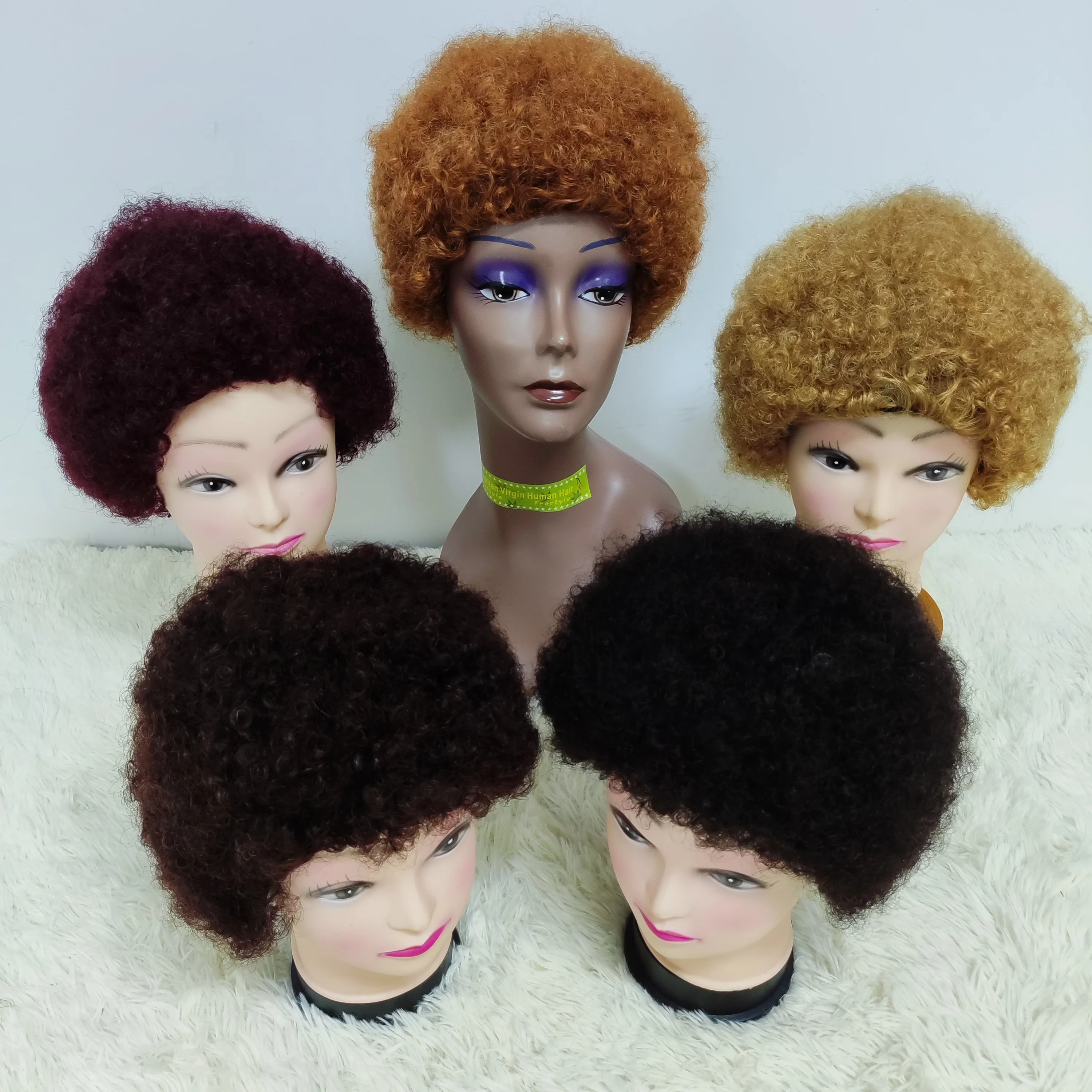 Letsfly Afro Curly Wigs African Yaki Straight Short Hair Wig 100% Virgin  Human Hair Wig for Black Women Affordable Price