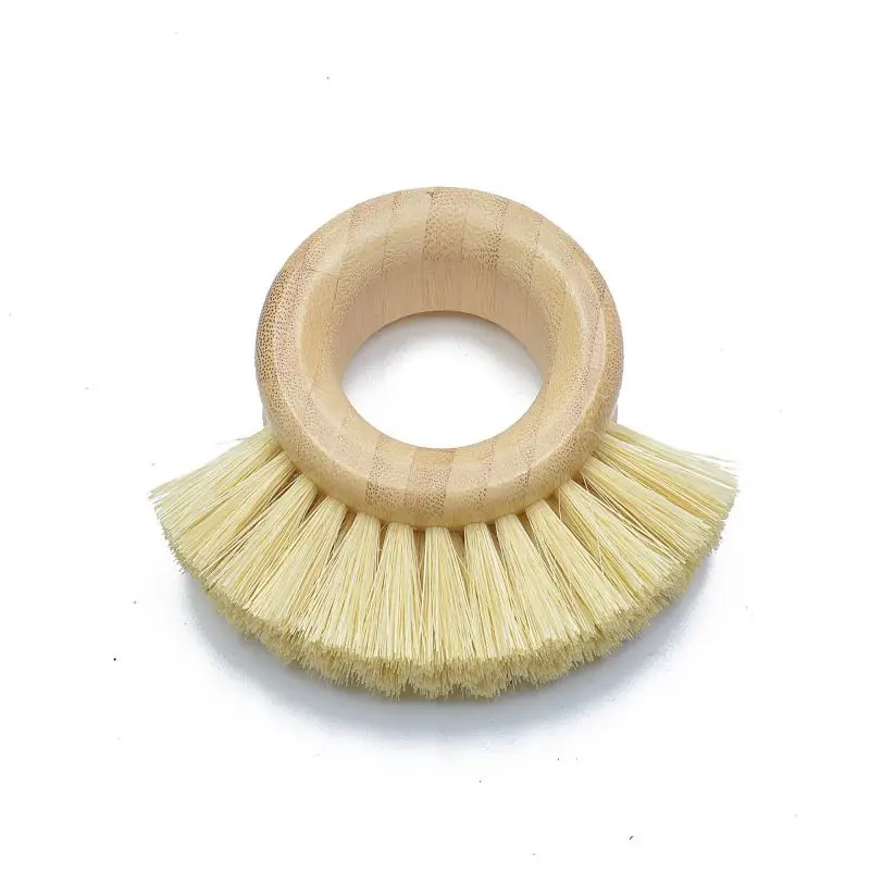 1Pcs palm pot brush bamboo round mini natural scrub brush for kitchen  dishwashing pot vegetable cleaning brush