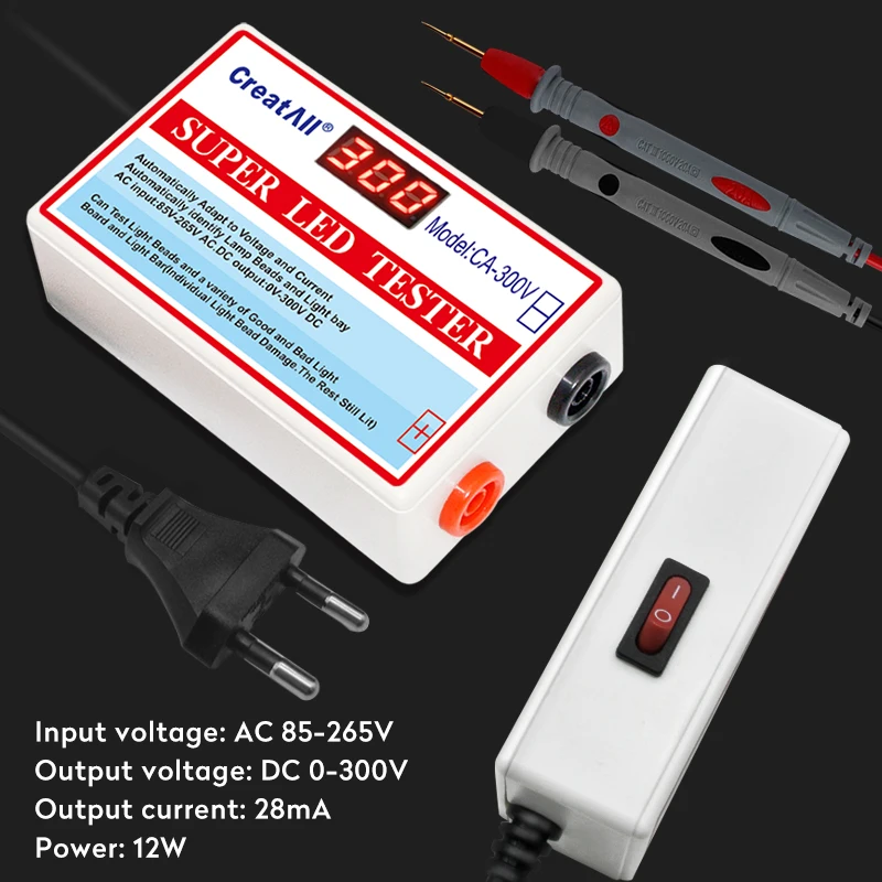 تستر ليدات CA-300V يوضح واجهته ومجسات القياس