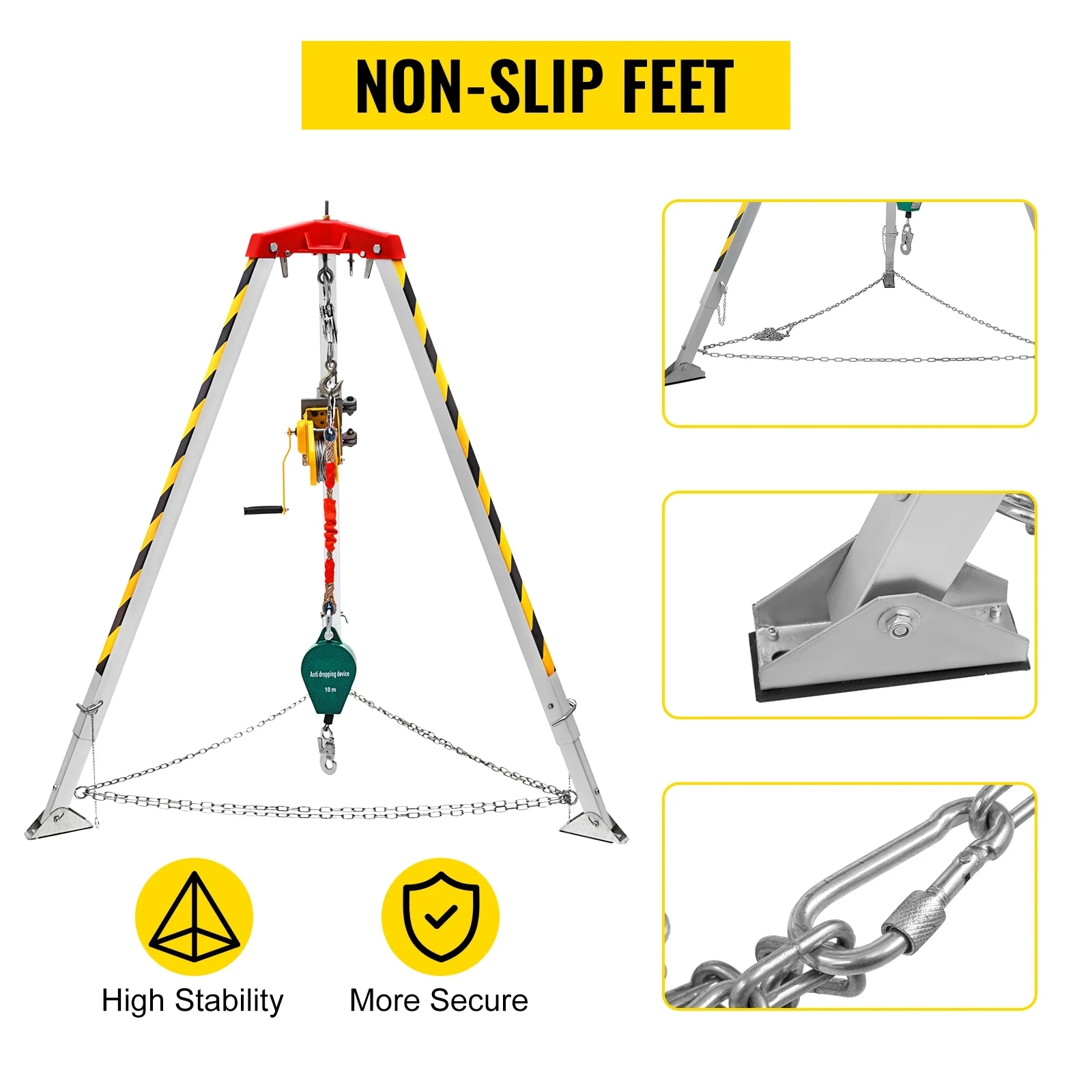 3m Industrial Rescue Tripod Stand Rescue Unit Safety Winch For Falling ...