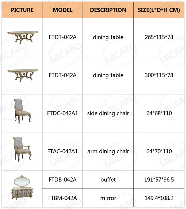 Luxury Italian Classic Solid Wood Dining Room Furniture