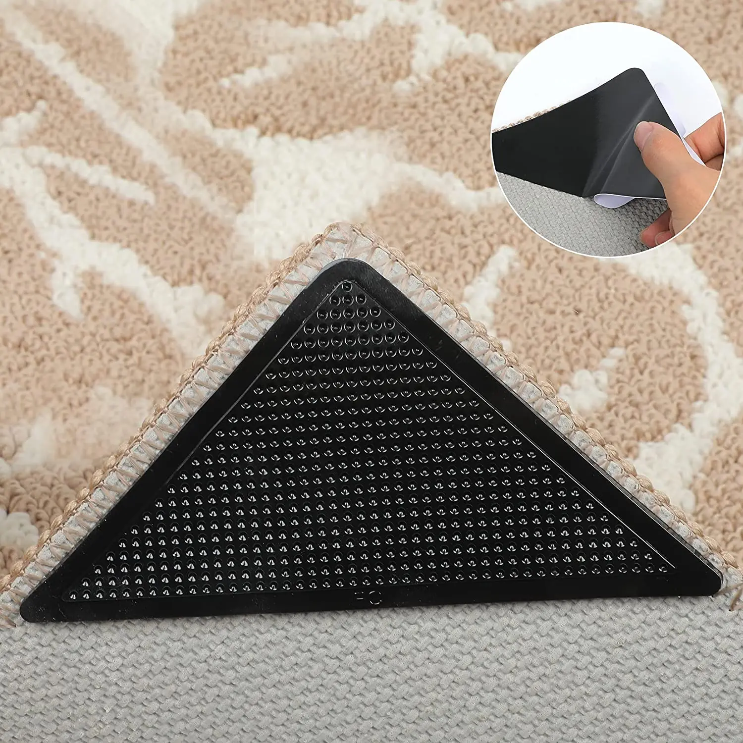 Rug Gripper,4 PCS Rug Grippers for Area Rugs,Non Slip Rug Grippers for  Hardwood Floors,Anti Slip Carpet Pads for Tile/Wood Floor,Area Stickers Rugs  Grips Stoppers to Prevent Curling. 