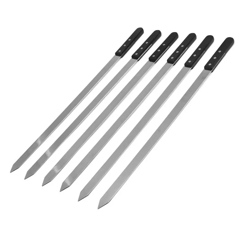 Hy360 Easy Clean 23" Extra Long Stainless Steel Flat Wooden Skewers