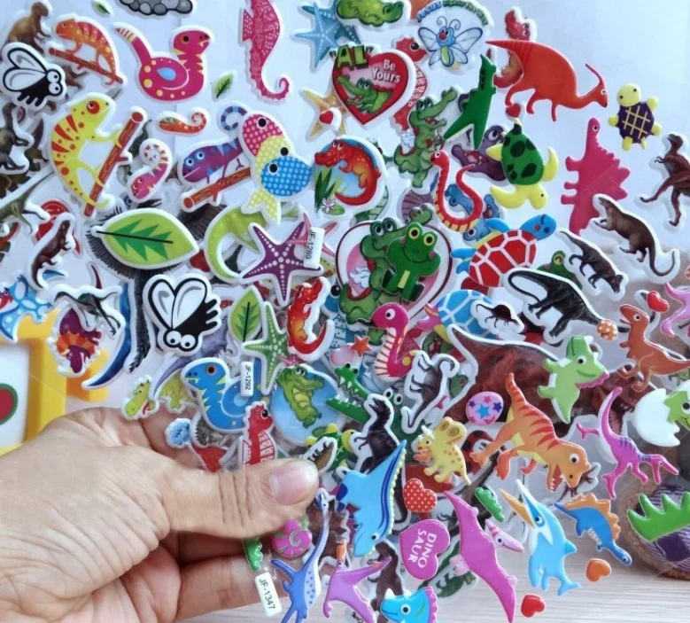 
 Динозавры, бабочки, цветы и автомобиль, различные тематические пышные наклейки, DIY ПВХ Мультяшные дешевые 3D наклейки для детей  