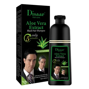 Aloe Vera Extract Collagen Argan Oil Infused Fast Cover Grey Black Hair Dye Shampoo Cream OEM Private Label Black Fast Hair Dye