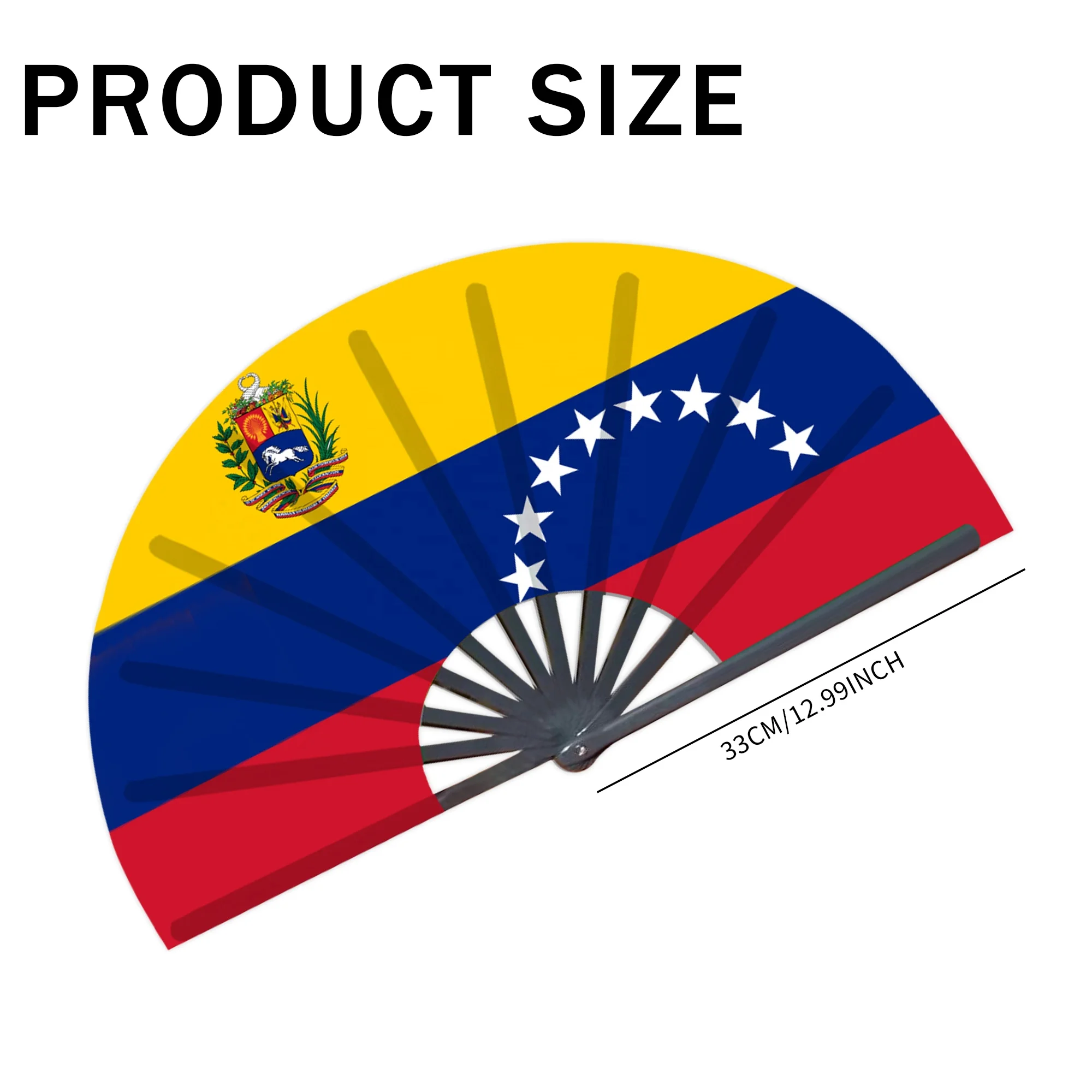 Éventail portatif drapeau vénézuélien 33 cm - Thème de la Journée de la Séparatisation_voghion.com