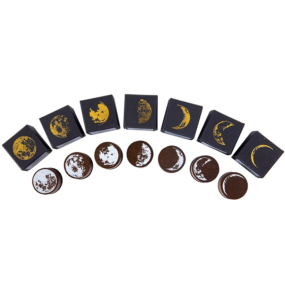 Деревянный круглый лунный Ретро Простой коллаж резиновый штамп ручной счет DIY печатный материал украшения простой ретро стиль деревянный