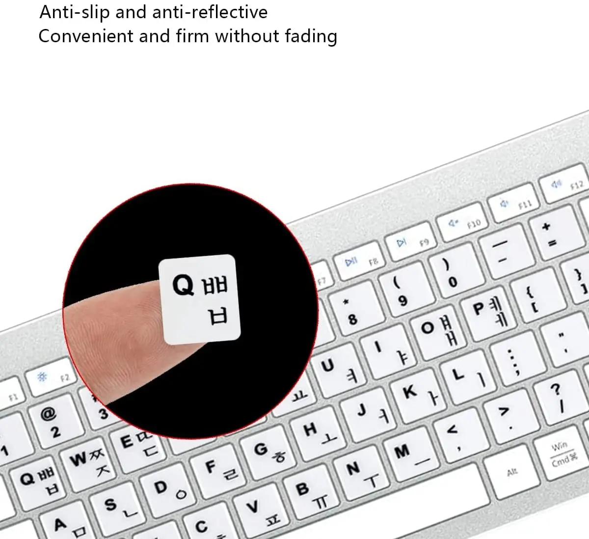 Korean Universal Keyboard Alphabet Stickers for White Background with Black Lettering for Laptop Desktop PC