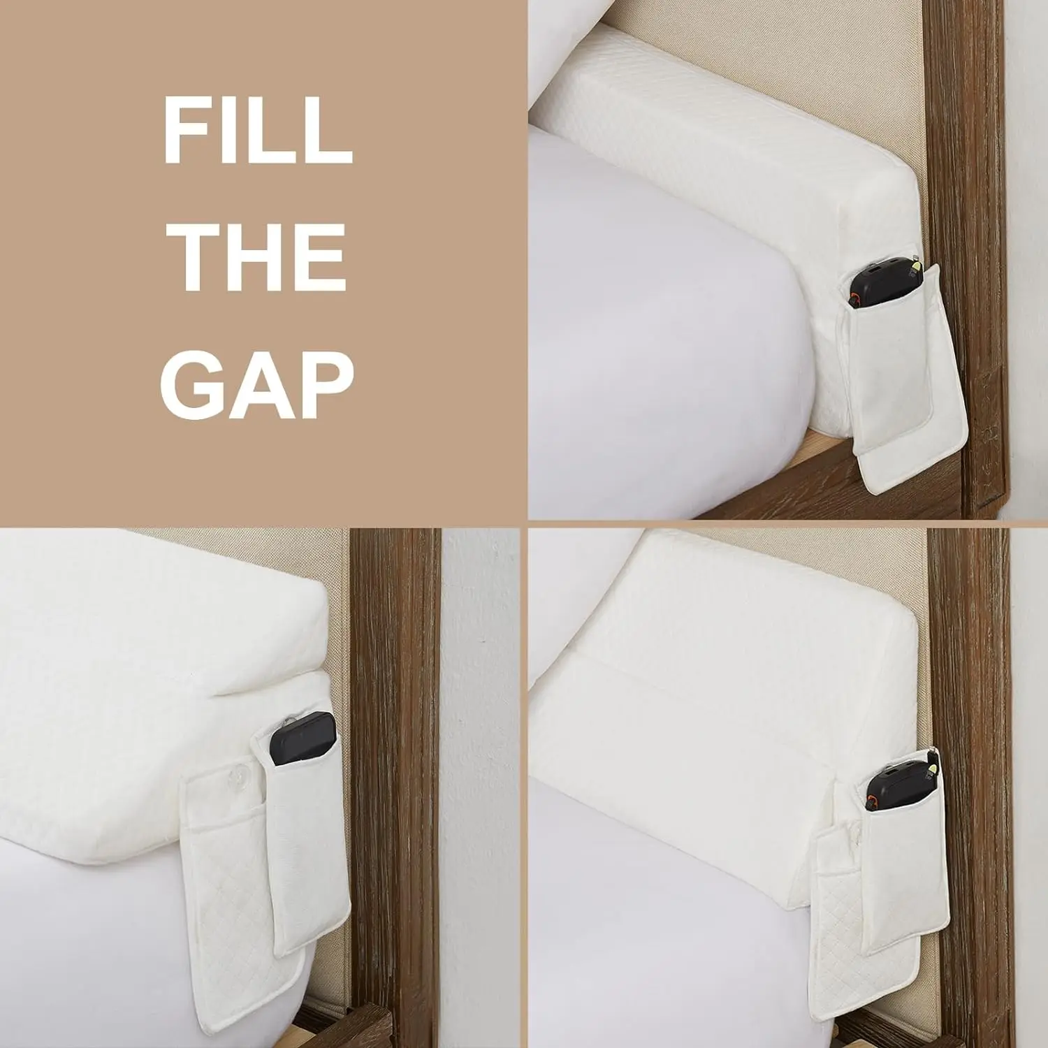 Premium Foam Foldable Bed Wedge Pillow For Headboard Upgraded Bed Gap Filler Between Mattress