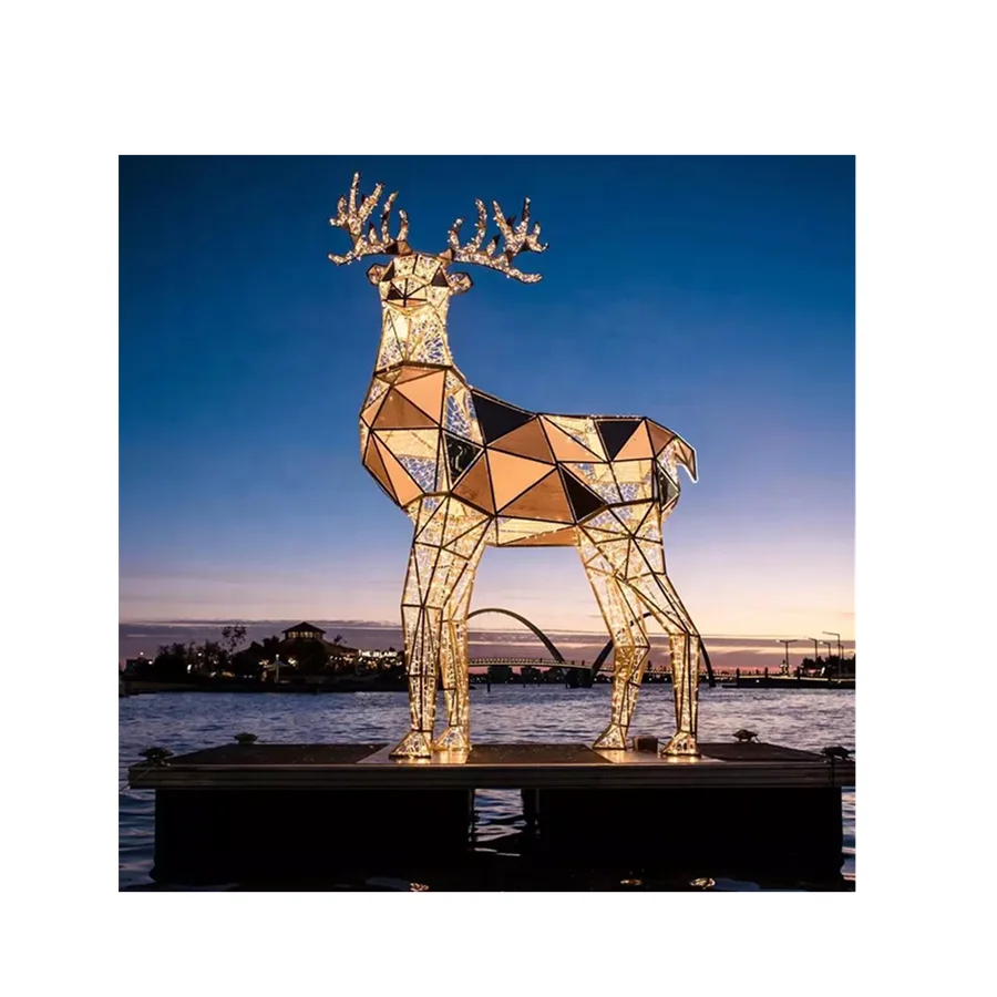 High Quality  Reindeer Sculpture 3d Illuminated Christmas Decoration Motif Led Light