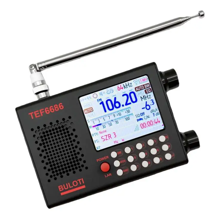 BUSH ウッド調ラジオ FM/AM/TV受信機 BULOTI TEF6686 フルバンドDSP FM AM SWラジオ受信機、2.8インチタッチ