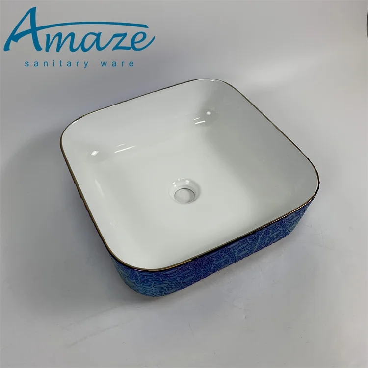 Factory wholesale new design ceramic sanitary ware bathroom sink countertop art hand wash basin manufacture