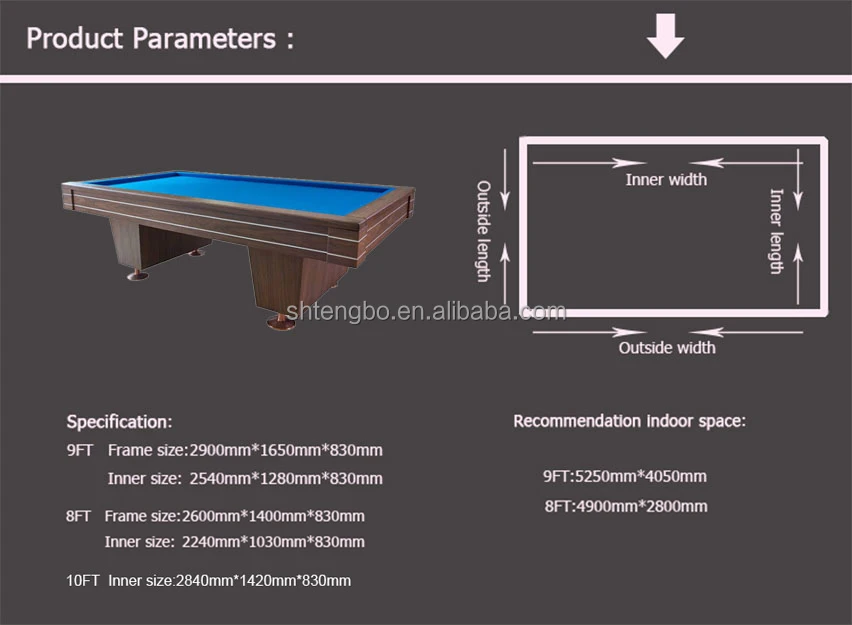 10 футовый бильярдный стол размеры в метрах