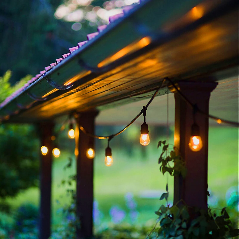 Edison Bulb Smart Ip65 Decorative Patio Crystal Garden Porch   Christmas Poles Waterproof S14 Outdoor Solar Led String Lights