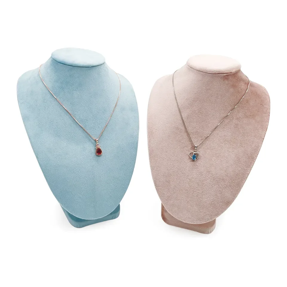 Nuovo Modello Di Alta Qualà Busto Mostra Mostra Velluto Esposore Per Gioielli Collana Pendenti Manichino Porta Gioielli Organizzatore Colori - Foto 13