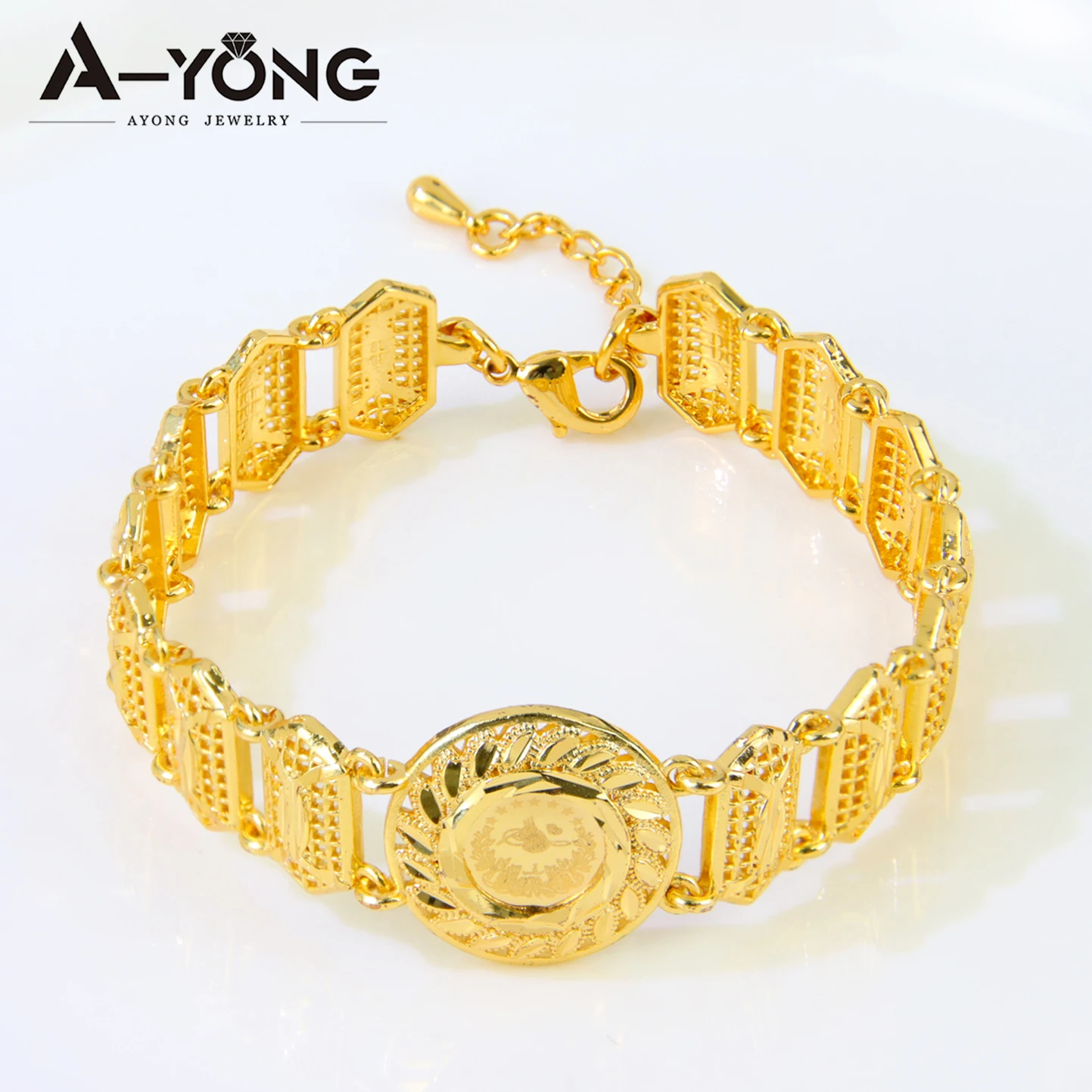 트렌드 주얼리 코인 팔찌 체인 조절 팔찌 여성 황동 골드 도금 팔찌