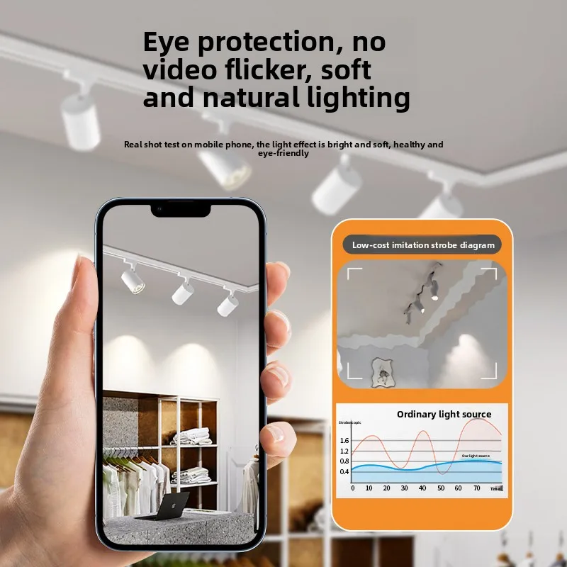 LED-spotlight railverlichting super helder energiezuinig commercieel tentoonstellingshal kledingwinkel plafond railtype achtergrondwand