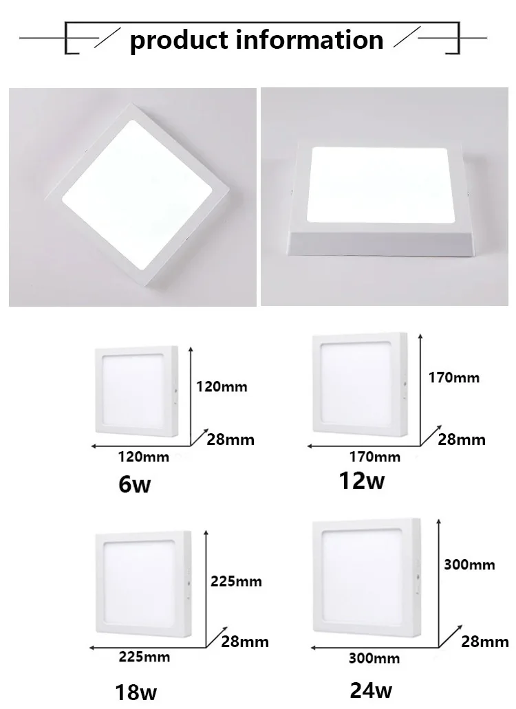 Wholesale Factory Price 12w 18w 24w Aluminum Surface Mounted Square ...