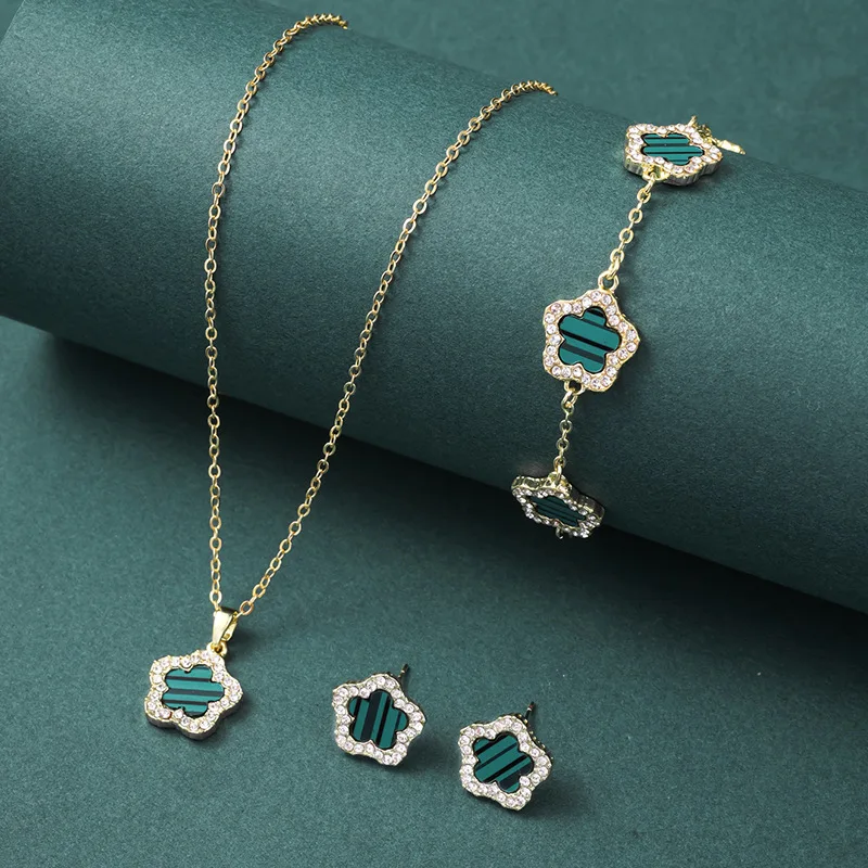Shop Our 3pcs/set Designer Jewelry Set with Diamond Flowers