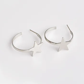 Personalized fashion street photos popular earrings new five-pointed star circular women earrings hoops
