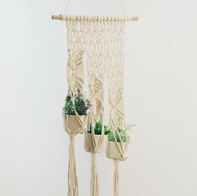 Macrame Plant Hanger Hanging Flowerpot for Garden and Home Decoration Handmade Customization