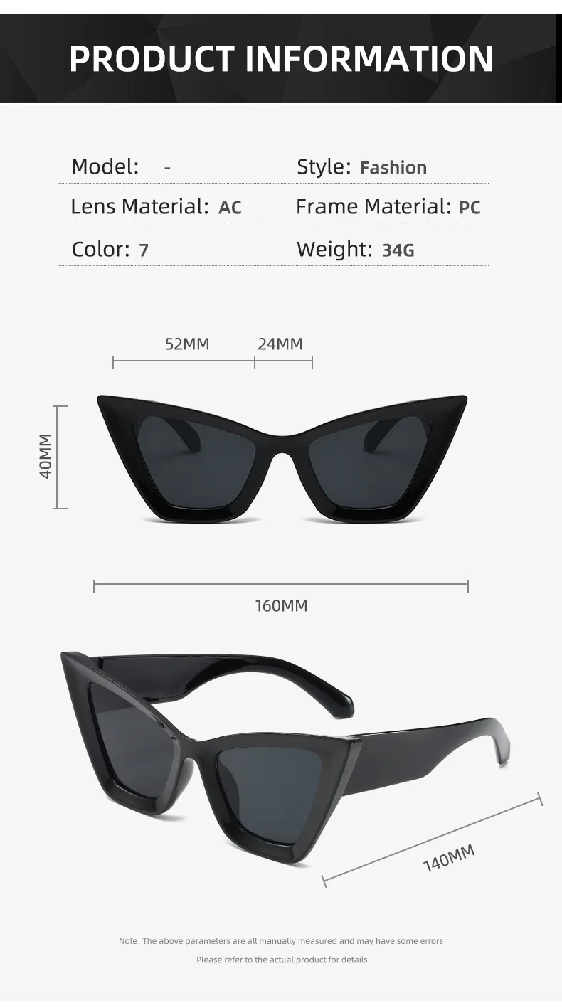 Nuevas gafas de sol Cat-eye Sunshade European and American Cool Punk Fashion Gafas de Sol para hombres y mujeres Unisex Custom Logo