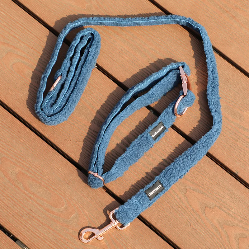 Wholesale Custom Sherpa Pet Accessories Dog Collar Outdoor Portable Durable Lamb Fleece Luxury