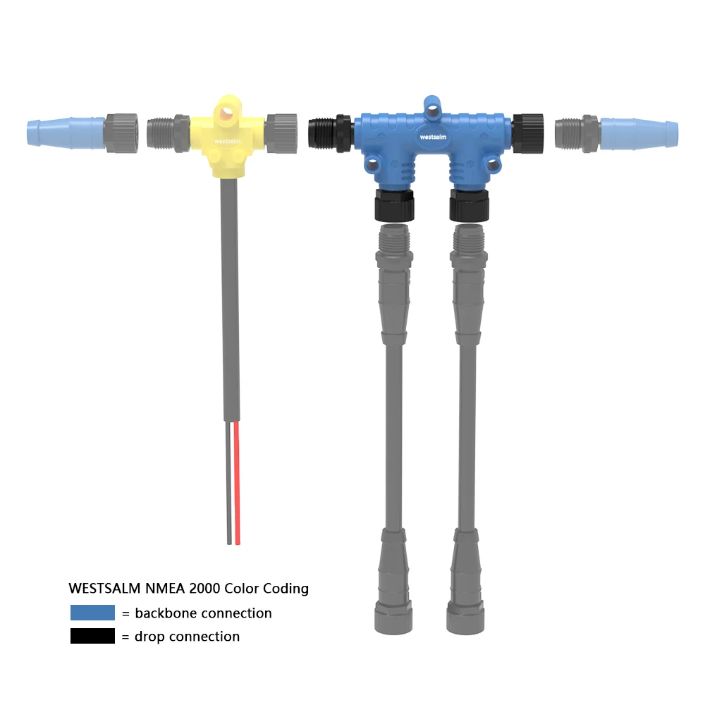 M12 Sensor NMEA2000 Connector DIN 5pin Circular Waterproof IP68 IP67 Cable with Male Female Signal Coded Metal Power