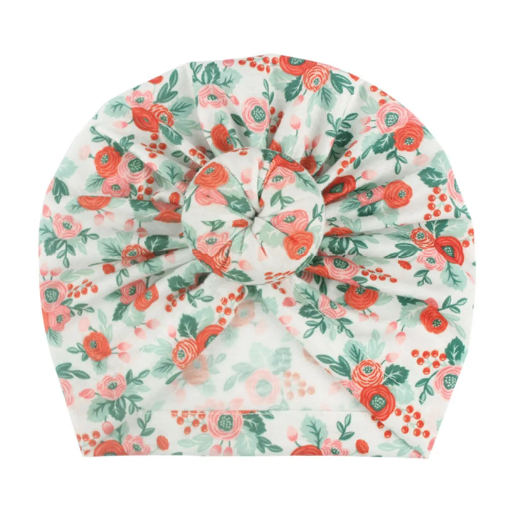 Новая однотонная детская шапочка с бантом милая для новорожденных хлопковая шапка крестиком индийская тюрбан детский пуловер