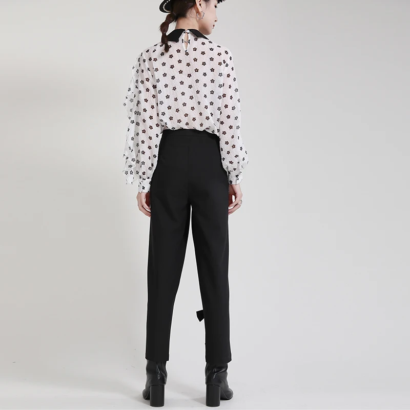 Hot Selling Women's Wide Leg Pants Black Casual Office Pants Loose  Trousers High Waist Pants 2256