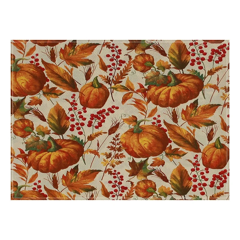 Wholesale Washable Thanksgiving Autumn Placemats Print Table Place Mats