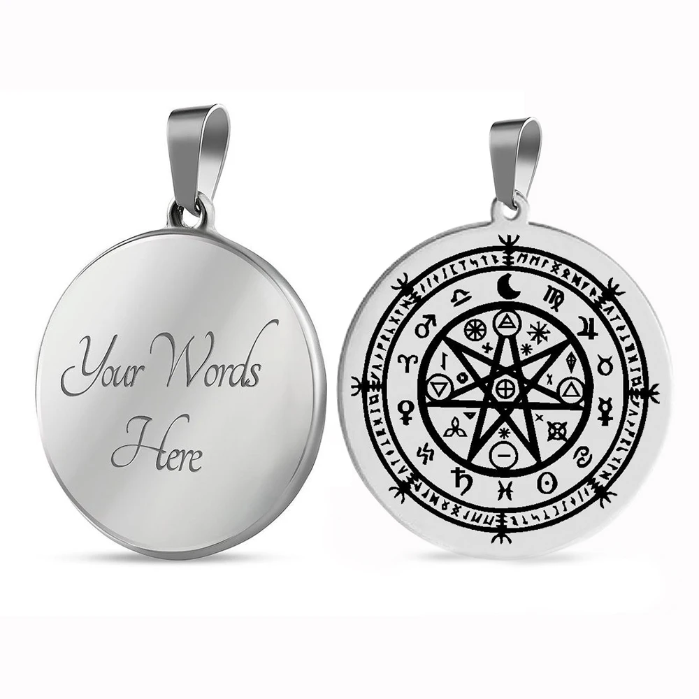 Wiccan Symbol of Protection Mandala Witches Rune Earth Zodiac Wheel of the Year Amulet Talisman Stainless Steel Pendant Necklace
