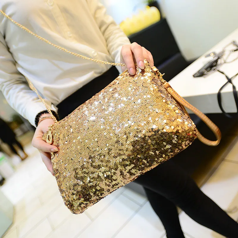 Lady Party Evening Clutch Shoulder Bag Sparkly Crossbody Clutch Purse Sequin Handbag for Women Alibaba