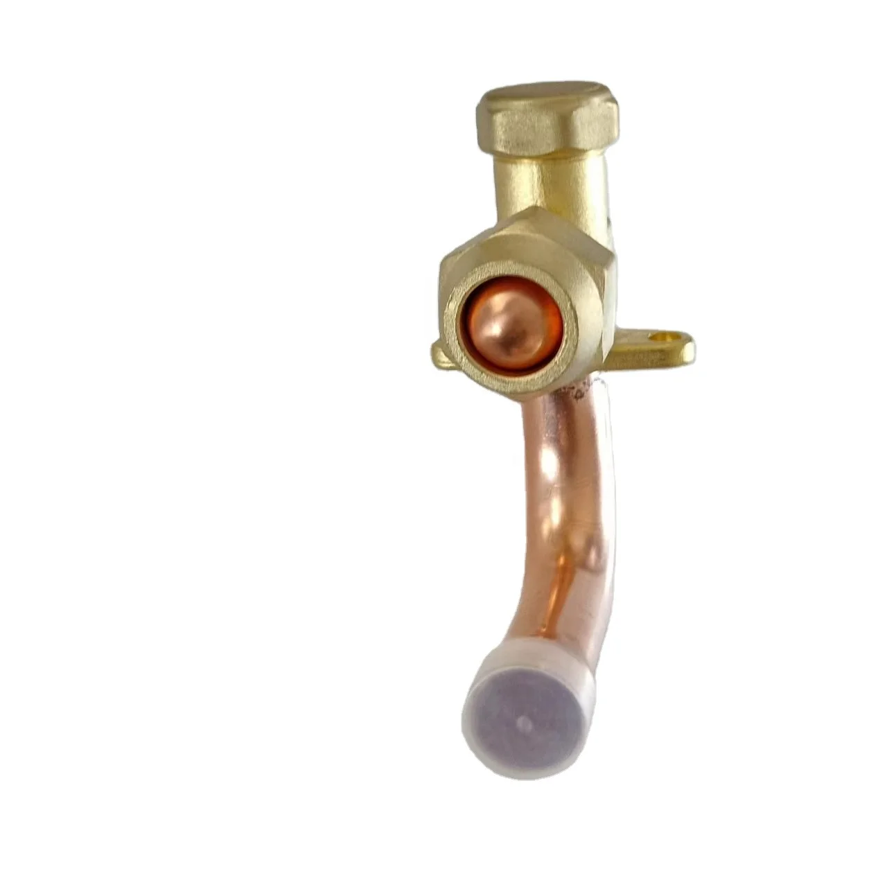 Copper Split Service Valve 1/4" 3/8" 1/2" 5/8" L Bend Gas Stop with Good Quality for Air Conditioner Parts