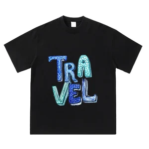 Custom Kids Printing Patchwork  Embroidery T Shirts 100% Cotton Plain Kids T-shirts