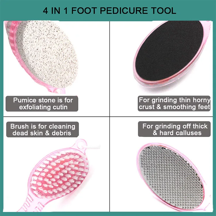 Multi Purpose 4 in 1 Corns Callus Remover Feet Rasp Pedicure Tools Plastic Handle Pumice Stone Foot File