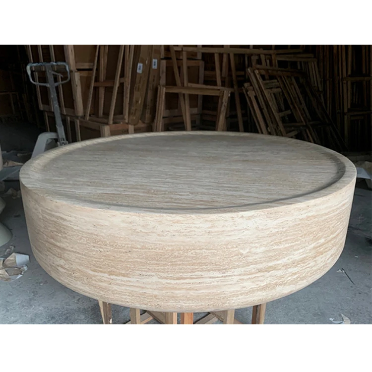 Nordic luxury furniture round coffee tables modern travertine round stone coffee table