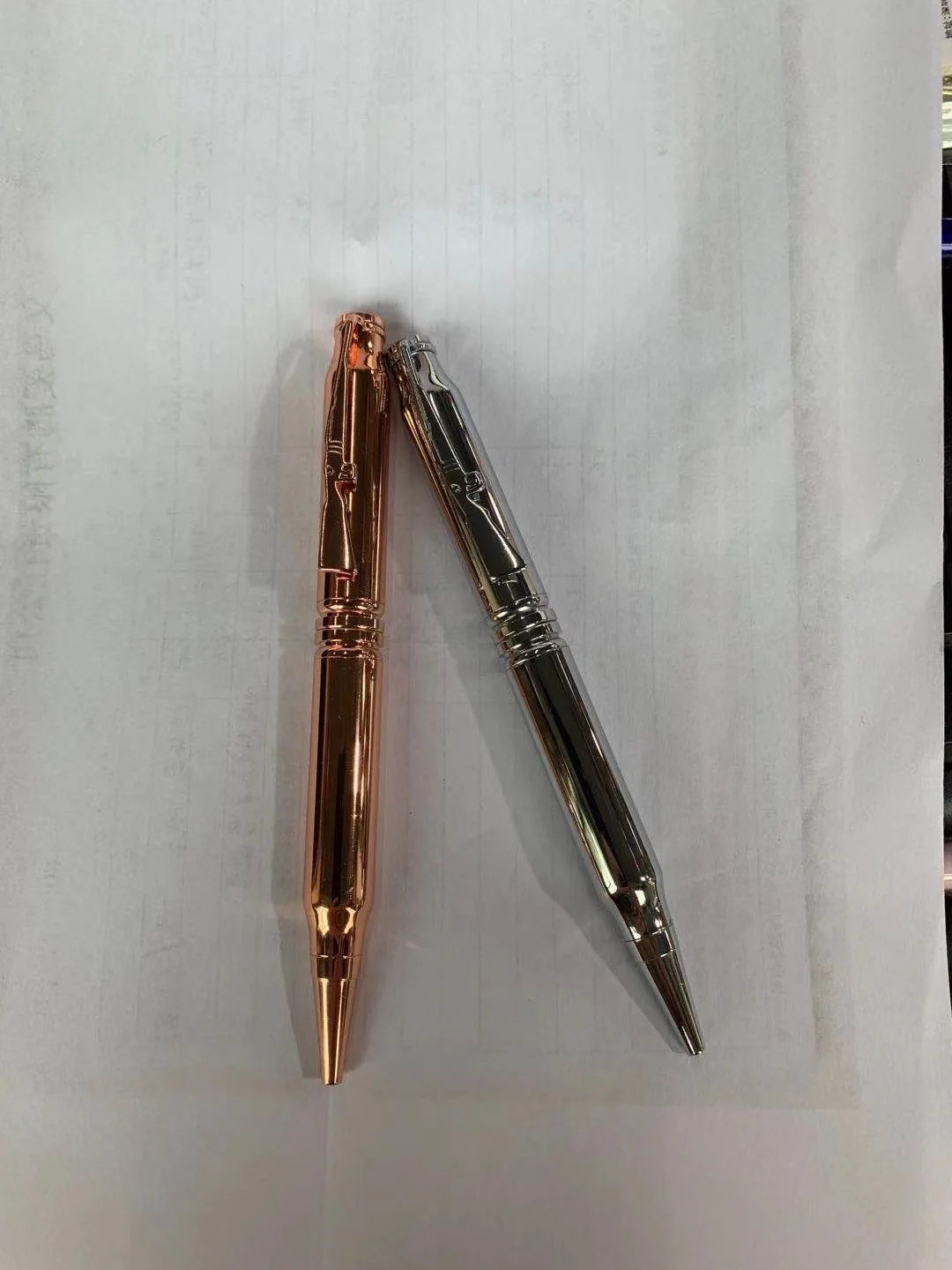 Metal Copper Bullet Ball Pen Plain Electroplating Gold Chrome Retro Soldiers Gift Brass Mini Gun Bullet Shape Ballpoint Pen