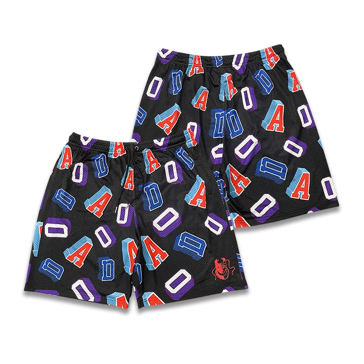 Custom Breathable Fabric Sublimation Design Men Sports Street Wear Free Design Mesh Basketball Shorts