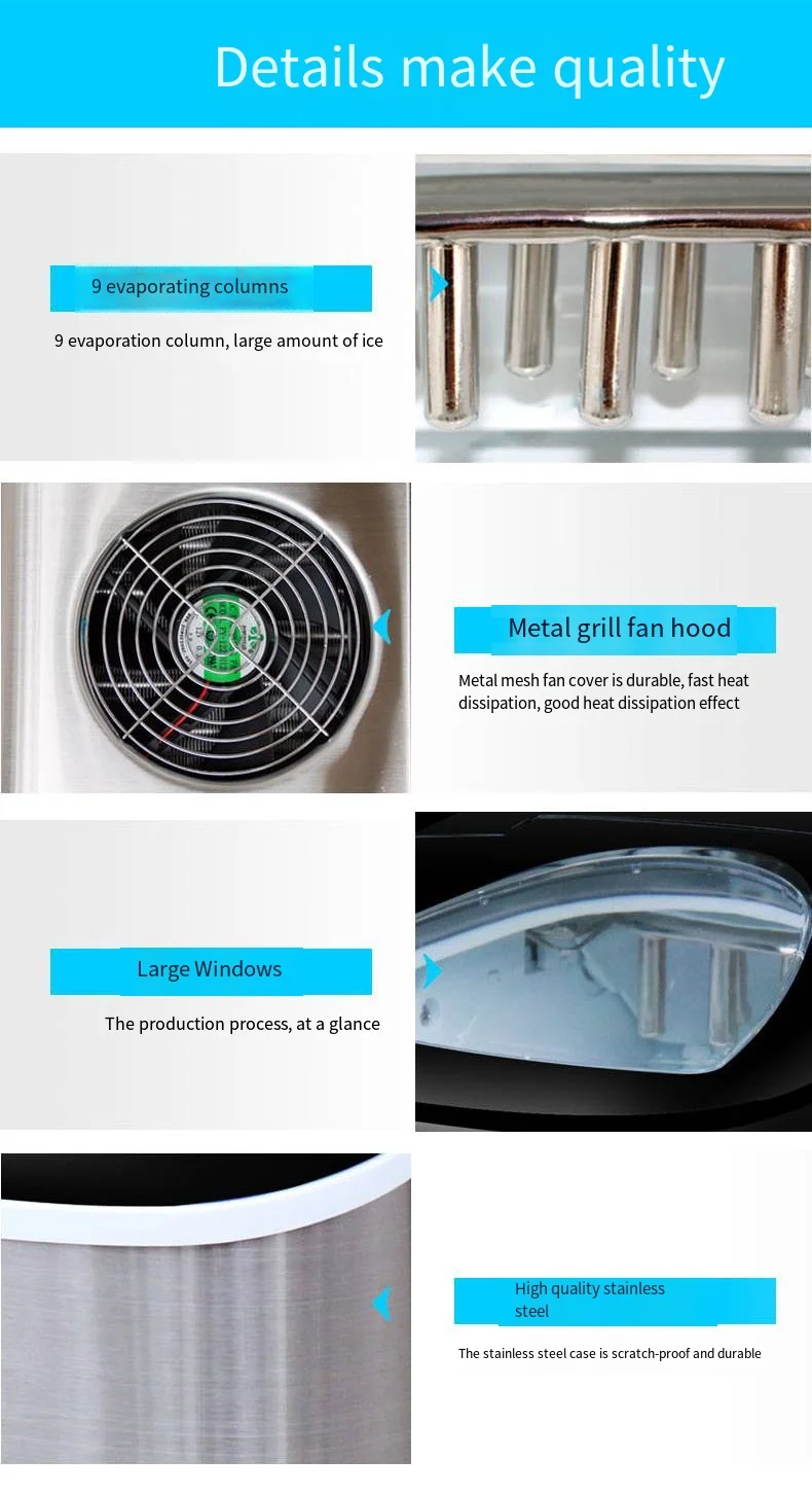 Stainless Steel Coke Round Ice Maker Portable Commercial Mini Ice Maker